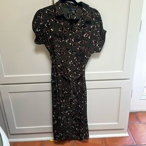 Green & leopard midi dress